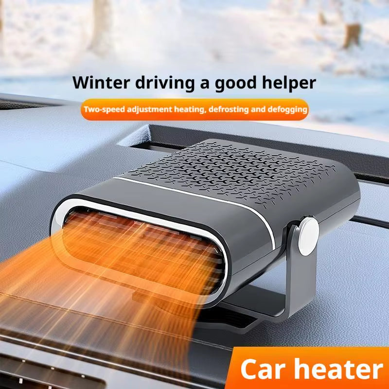 12V 120W Portable Car Heater with Fast Heating and Cooling Fan, 360° Rotating Defogger/Defroster, Cigarette Lighter Plug-In