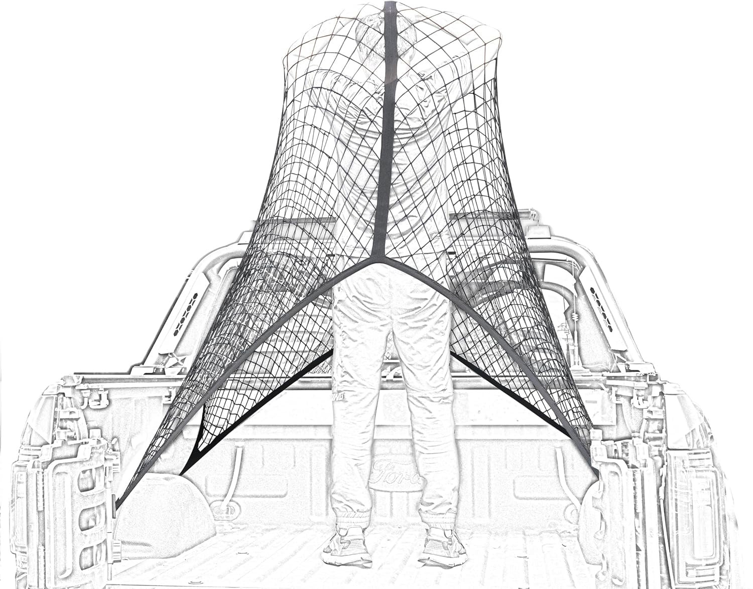 Highly Elastic Cargo Net, Simple Truck Bed Cargo Mesh Organizer, Suitable for Daily Light Loads of Trucks, 4'X4' Stretches to 7'X7' (Single Layer)