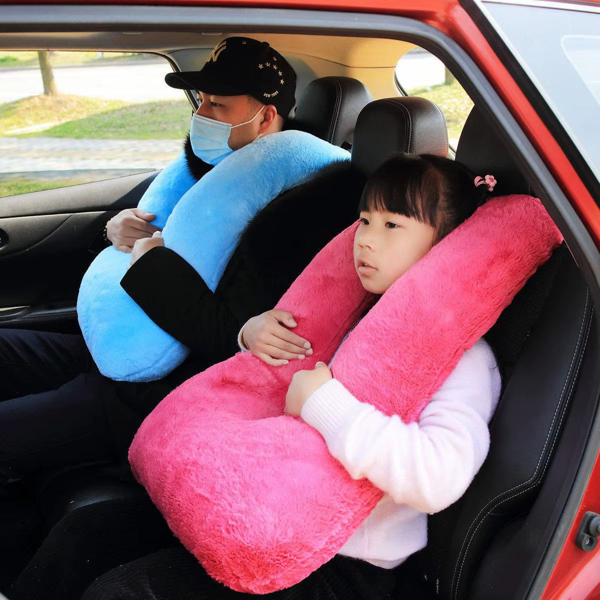 Car Pillow Safety Belts Pillows Cover Car Kids Travel Sleeping Pillows Auto Seatbelt Plush Cushion Shoulder Pad Cute Animal