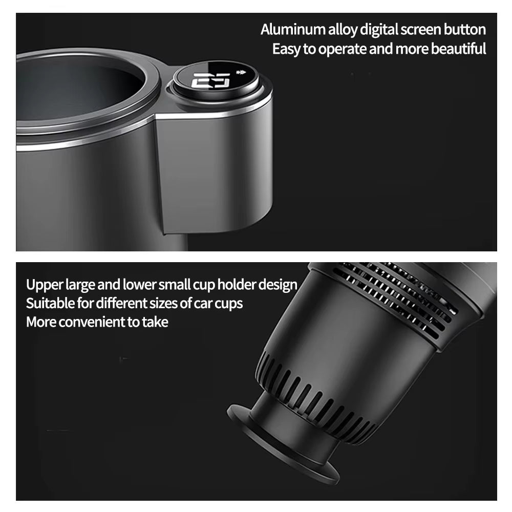 Portable 2-in-1 Smart Car Cup Cooler and Warmer with Touch Screen for Fast Beverage Refrigeration and Heating