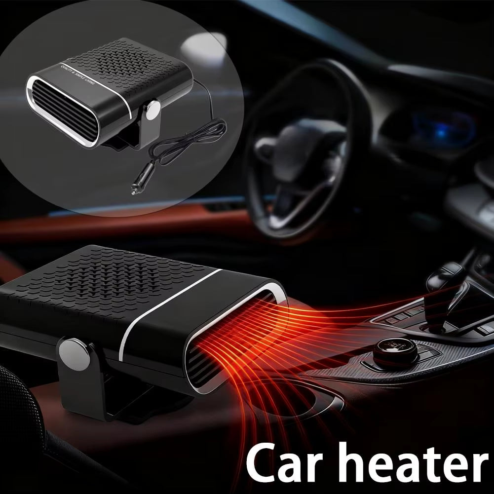 12V 120W Portable Car Heater with Fast Heating and Cooling Fan, 360° Rotating Defogger/Defroster, Cigarette Lighter Plug-In