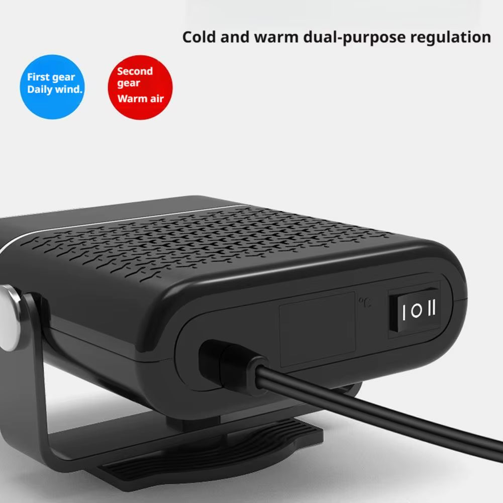 12V 120W Portable Car Heater with Fast Heating and Cooling Fan, 360° Rotating Defogger/Defroster, Cigarette Lighter Plug-In