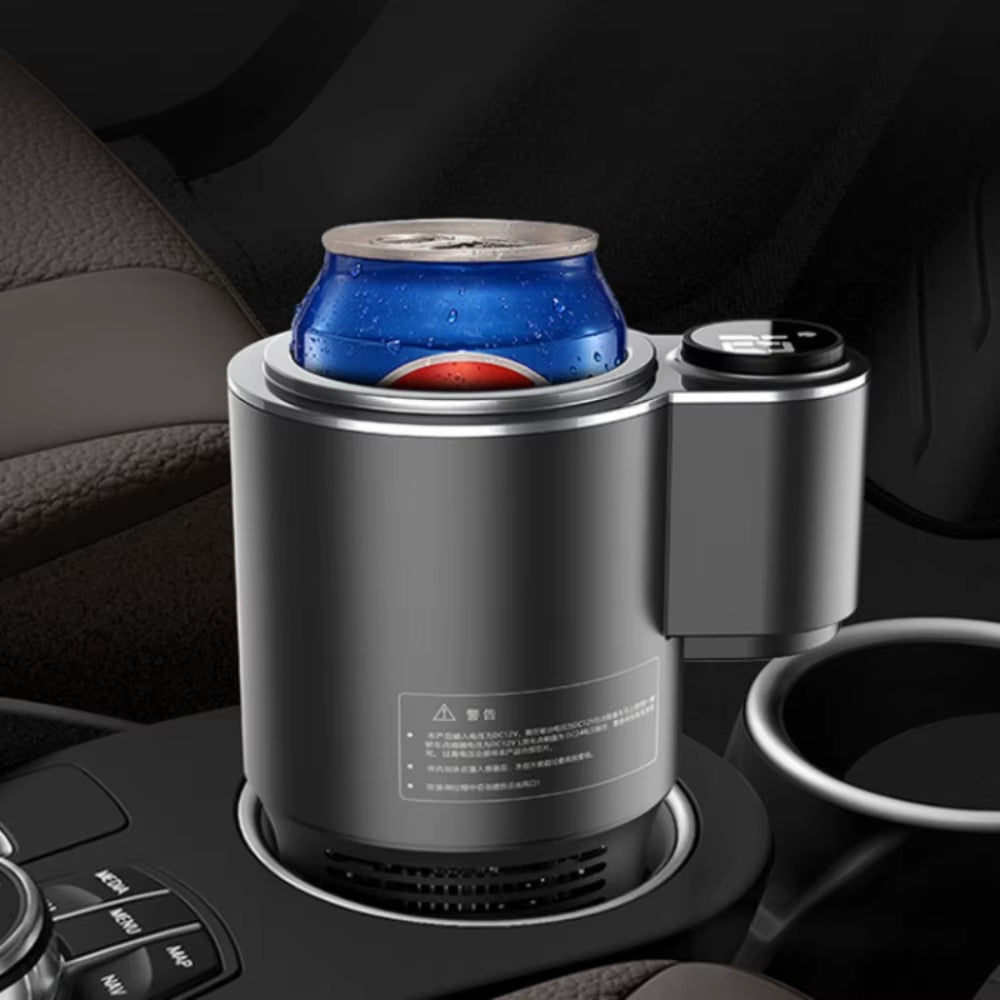 Portable 2-in-1 Smart Car Cup Cooler and Warmer with Touch Screen for Fast Beverage Refrigeration and Heating