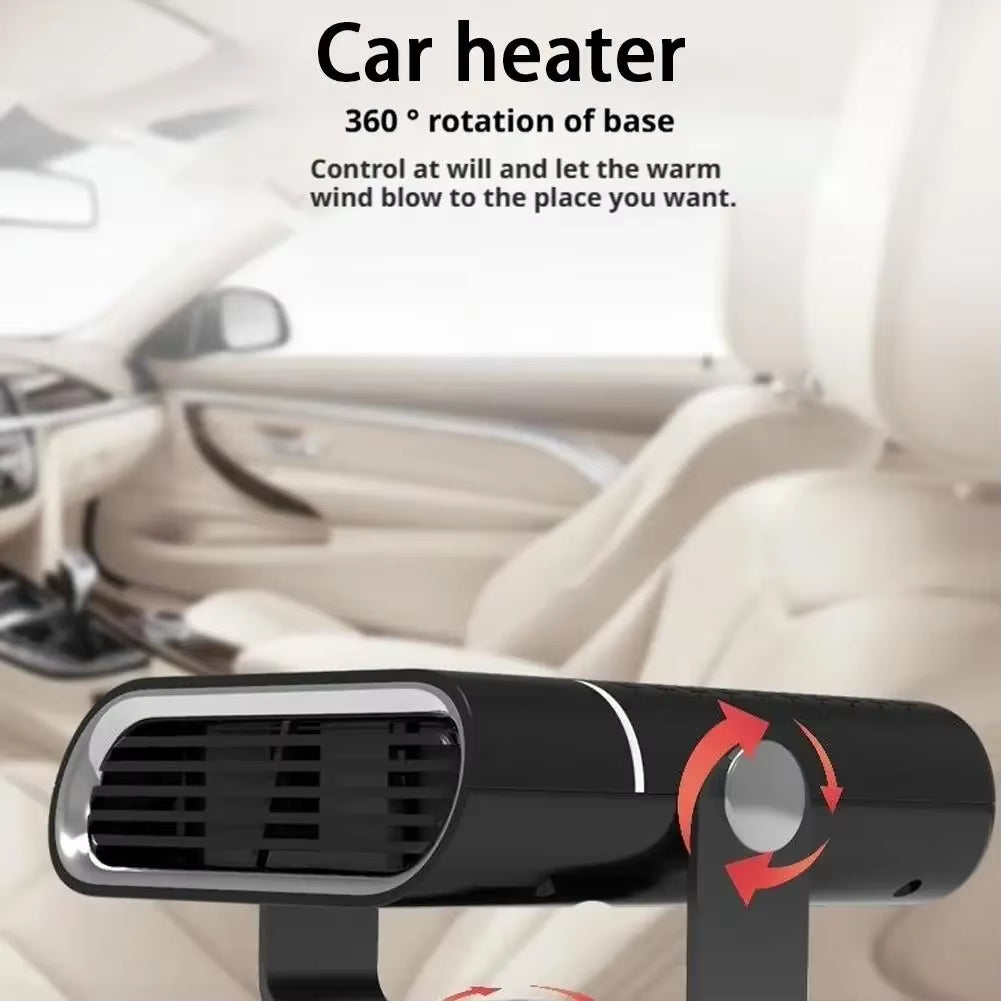 12V 120W Portable Car Heater with Fast Heating and Cooling Fan, 360° Rotating Defogger/Defroster, Cigarette Lighter Plug-In