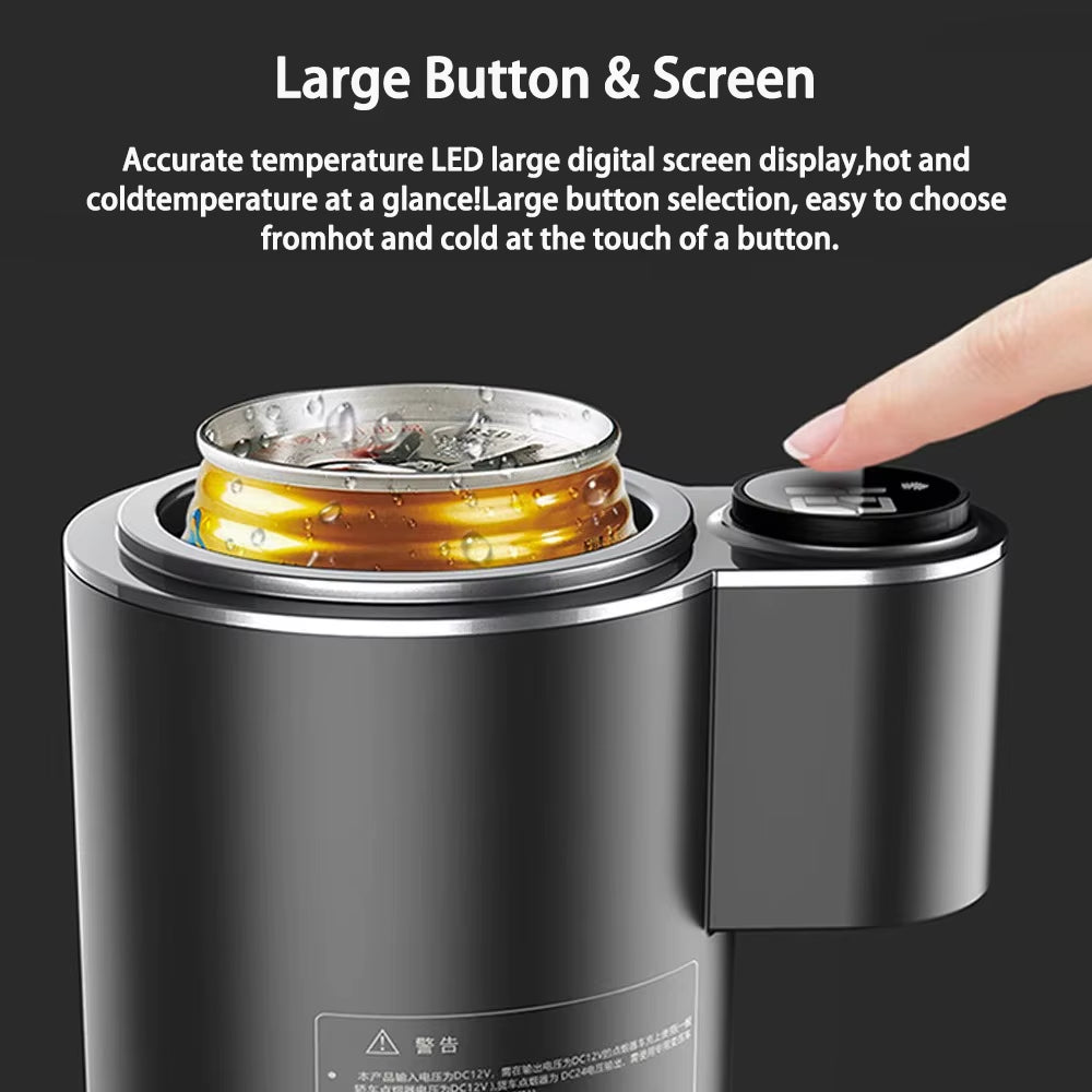 Portable 2-in-1 Smart Car Cup Cooler and Warmer with Touch Screen for Fast Beverage Refrigeration and Heating