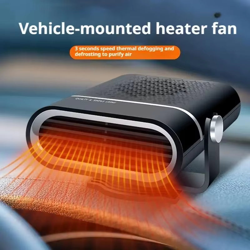 12V 120W Portable Car Heater with Fast Heating and Cooling Fan, 360° Rotating Defogger/Defroster, Cigarette Lighter Plug-In