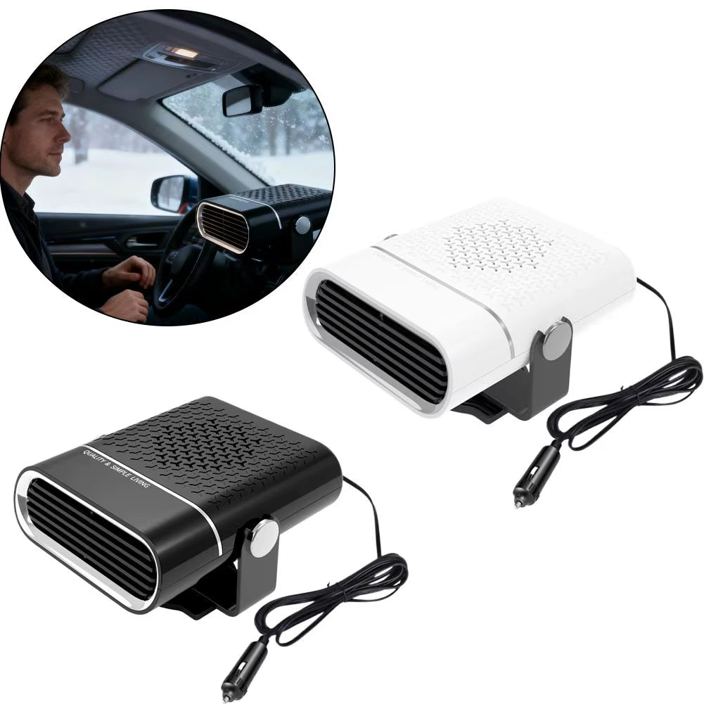 12V 120W Portable Car Heater with Fast Heating and Cooling Fan, 360° Rotating Defogger/Defroster, Cigarette Lighter Plug-In